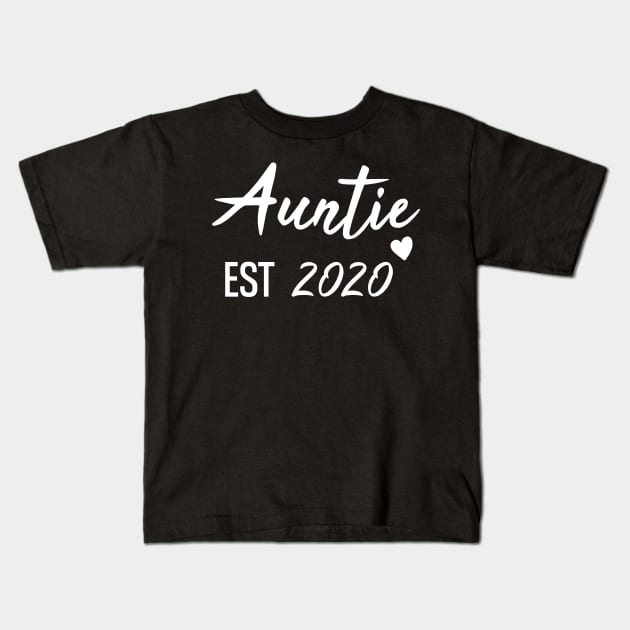 Auntie EST 2020- New Aunt Gifts, Proud Auntie Shirt, Auntie To be Kids T-Shirt by Tee-quotes 